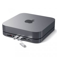 Подставка и концентратор SATECHI TYPE-C ALUMINUM STAND & HUB FOR MAC MINI, Серый космос