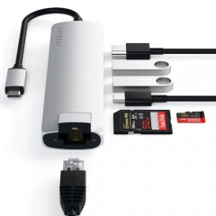 Адаптер SATECHI USB-C SLIM MULTI-PORT WITH ETHERNET ADAPTER, Silver