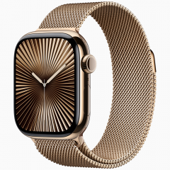Apple Watch Series 10 GPS, 46mm Gold Titanium Case withGold Milanese Loop,  MX088