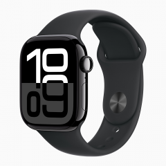 Apple Watch Series 10 GPS, 42mm Jet Black Aluminum Case with Black Sport Band - S/M, MWWE3QI/A