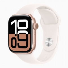 Apple Watch Series 10 GPS, 42mm Rose Gold Aluminum Case with Light Blush Sport Band - S/M, MWWH3QI/A
