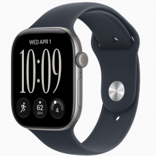 Apple Watch Series 12 GPS, 46mm Серый космос и темно-синий спортивный ремешок - S/M, MJEH4