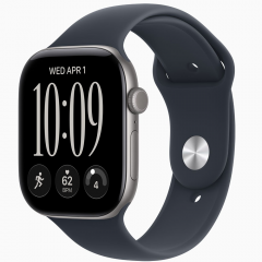 Apple Watch Series 12 GPS, 46mm Серый космос и темно-синий спортивный ремешок - S/M, MJEH4